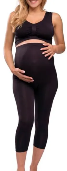 Graviditetsleggings med støtte 3/4 lengde svart - Medium